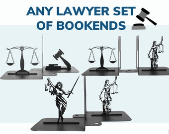 Bookends Lawyers Set Unique Gifts for Attorney Law School Graduation Home Office Decor Book Ends Scales of Justice Metal Art Lawyer Decor