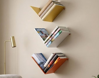 Mensola per libri sospesa: libreria a muro, mensole in metallo da appendere, regalo per appassionati di libri