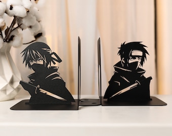 Anime Bookends: Metal Ninja Samurai Book Ends, Manga Decor