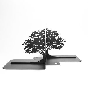 Book Lover Gift Bookends Tree Black Metal Book End Old Tree Nature Shelf Decor Unique Bookend Set Family Tree Book Stand Gift for Mom