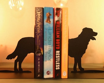 Bookends Retriever Black Metal Dog Book End Unique Bookshelf Decor Dog Lover Gift for Mom Animal Bookend Cute Book Holder Golder Retriever