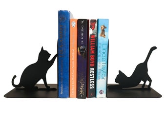 Bookends cats metal black bookshelf decor book ends cute cat lover christmas gift kitty cat lovers iron art animals bookend Unique book end