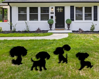 Garden Stakes Dogs Fun Outdoor Decor Metal Yard Art Cute Dog Black Terrier Backyard Decorations Animal Lawn Ornaments Housewarming Gift
