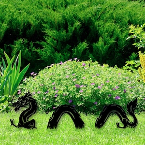 Garden Stakes Dragon Metal Yard Art Chinese Backyard Decor Outdoor Dragon Lawn Ornament Japanese Garden Decoration Fantasy Sign Garden Gifts