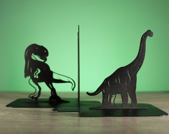 Bookends Dinosaur Metal Bookshelf Decor Unique Book Ends Set Dinosaurs Modern Art Home Library Decoration Paleontology Prehistoric Animals