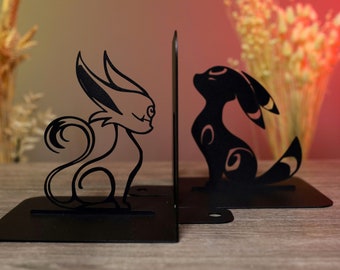 Book Lover Gift Anime Bookends Black Foxes Manga Book Ends Cute Metal Unique Animal Bookend Fox Kids Room Decor Bookshelf Anime Home Accents