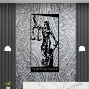 Metal Wall Art Lady Justice Lawyer Gift Law Office Wall Decor Scales of Justice Custom Decoration Metal Hanging Legal Gift for Attorney