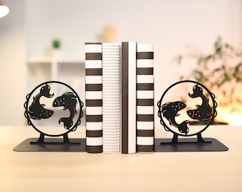 Metal Fish Bookends - Nautical Home Decor, Pisces Zodiac Gift