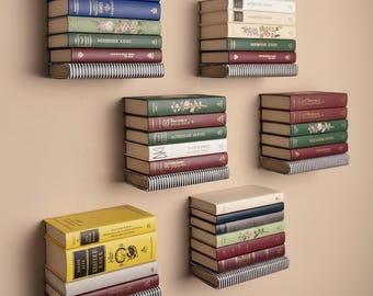 Zwevende metalen boekenplank: onzichtbare boekenopberger voor aan de muur, cadeau voor lezers