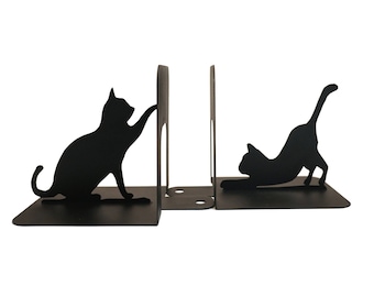 Bookends cats metal black bookshelf decor book ends cute cat lover christmas gift kitty cat lovers iron art animals bookend Unique book end