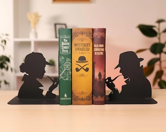 Metal Detective Bookends: Mystery Gift for Bookworm