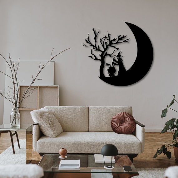 Decoración De Pared 'Luna De Brujas' En Acrílico | Medidas 20x20 Cm | Para Ventana, Salón O Terraza
