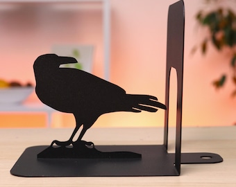 Sujetalibros de metal con forma de cuervo: decoración gótica, regalo único para amantes de los libros.
