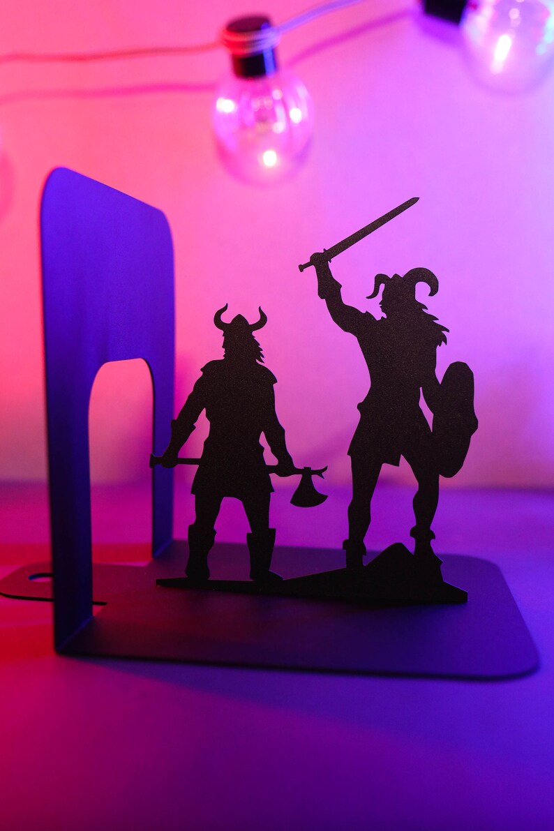 Book Ends Vikings and Horned Helmet Steel Black Set Unique Etsy