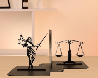 Serre-livres en métal Lady Justice : balance de la justice, décoration de bureau d'avocat