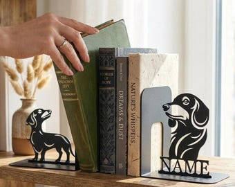 Dog Metal Bookends: Home Library Decor, Pet Lovers and Bookworms Gift