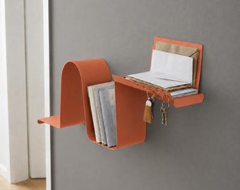 Metal Floating Shelf: Entryway Wall Organizer for Books, Letters and Keys