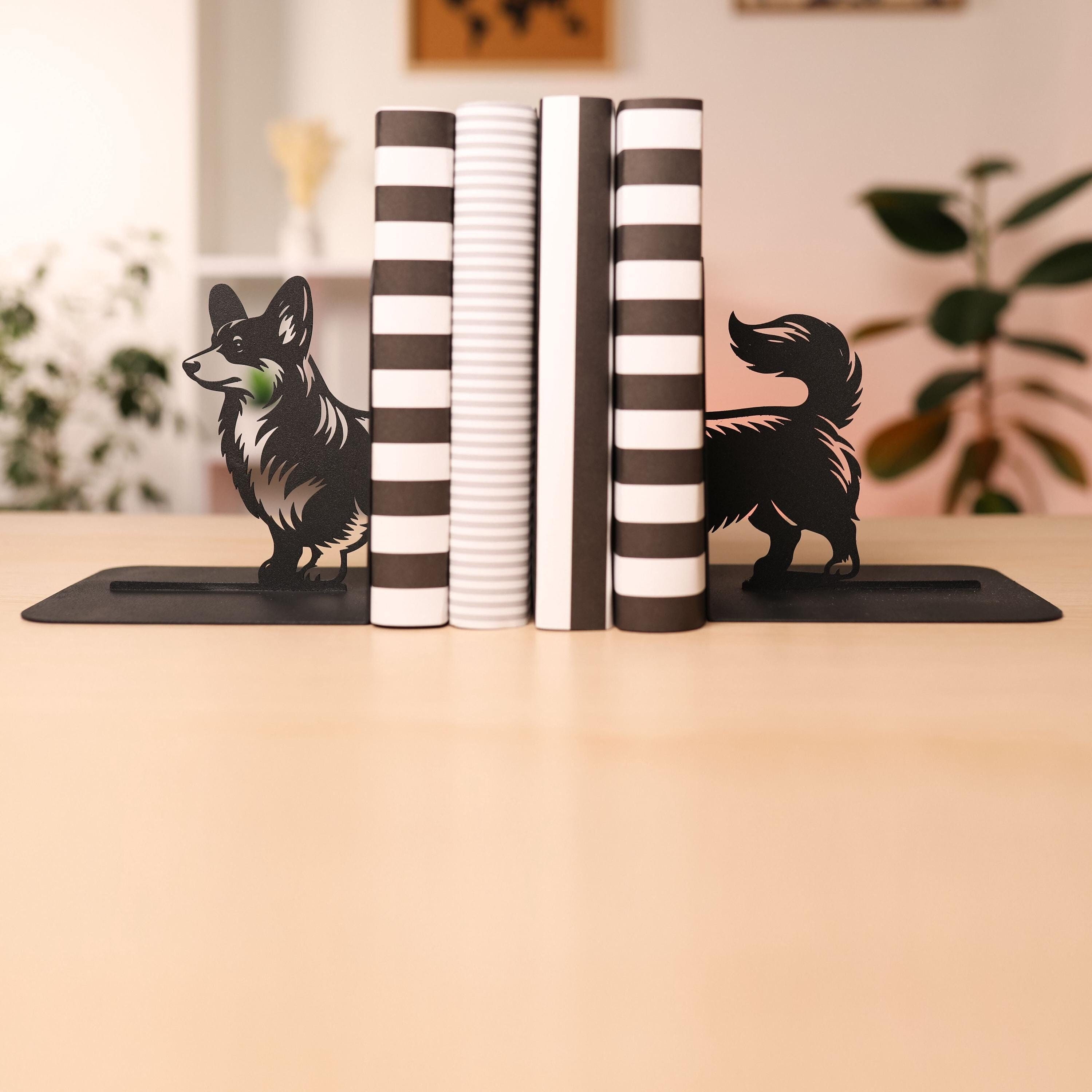 Bookends Corgi Dog Exclusive Black Metal Pet Art Book Ends