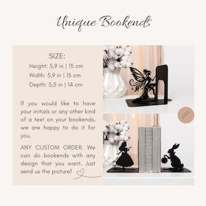 Book Lover Gift Fairy Bookends Fantasy Bookshelf Decor Metal Book Ends Butterfly Unique Bookend Gift for Girls Fairycore Home Decoration zdjęcie 6