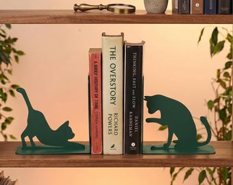 Metal Cats Bookends: Book Organization, Home Library Decor