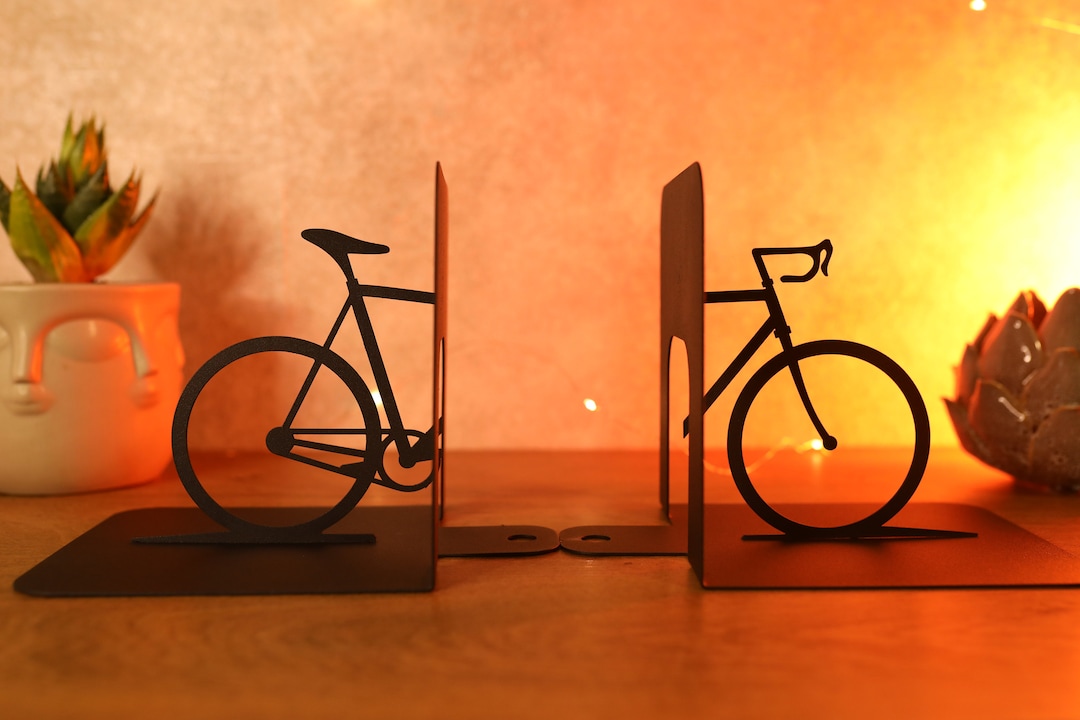 Book Lover Gift Sport Bicycle Bookend, Metal Book End Bike Bookshelf