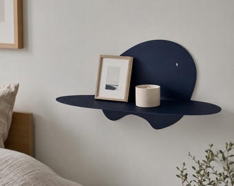 Black Metal Floating Bookshelf: Modern Wall-Mounted Storage
