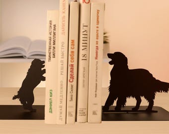 Sujetalibros Golden Retriever, decoración de cachorro de metal negro