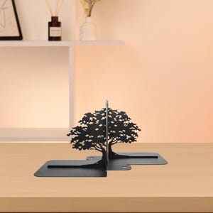 Tree of Life Bookends, Black Metal Book Shelf Decor