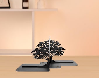 Tree of Life Bookends, Black Metal Book Shelf Decor