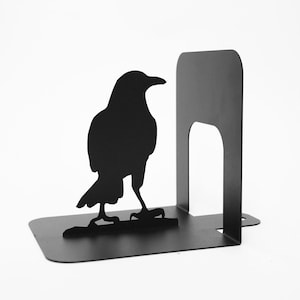 Bookend Unique Set of Crows Black Metal Gothic Art, Book end Iron Raven Macabre Bookshelf Decoration for Goth Room, Gifts for Book Lover image 8
