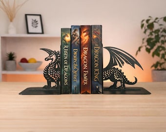 Drachen Buchstützen, Metall Fantasy Buchstützen - Buch Liebhaber Geschenk