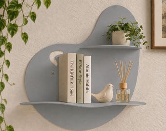 Silver Metal Floating Bookshelf: Modern Wall Storage for Book Lovers