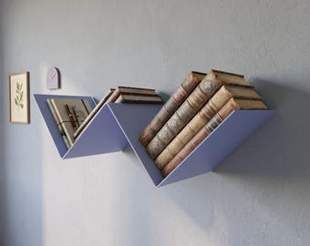 Wavy Metal Floating Bookshelf: Zigzag Wall Storage for Books