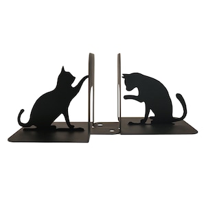 Cute Bookends Black Cats Book Ends Art Cat Lovers Gifts Bookshelf Metal Cat Owner Unique Gift Decor Book Stopper Kitty Room Storage Decor