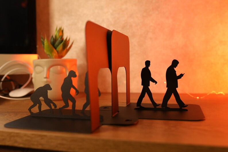 Metal Bookends Evolution Black Home Decor Simple Book Ends Etsy