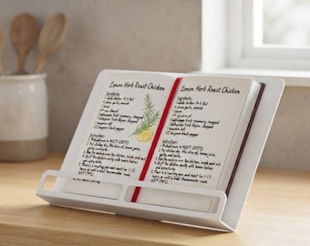 Metal Cookbook Stand: Adjustable Recipe Book Holder, Kitchen Counter Stand