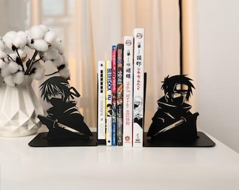 Manga Holder Anime Bookends Metal Bookshelf Decor Ninja Character Reading Room Organizer Unique Gift for Otaku Manga Lover Organizer