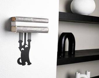 Floating Bookshelf Cat Black Metal Invisible Shelf Unique Art Wall Hanging Cat Hidden Art Decor Wall Mounted Bookshelf Perfect New Home Gift