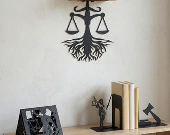 Bookends Set with Wall Shelf and Book Stand: Law Graduation Gift, Lawyer Gift, Office Set