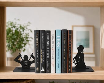 Anime Metal Bookends: Decor for Manga Lovers, Otaku Books Organizer