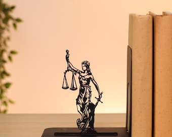 Fermalibri In Marmo Occhio Di Tigre Con Bilancia Della Giustizia – Regalo Per Avvocato E Decorazione Ufficio Legale