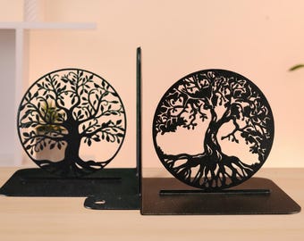 Tree of Life Metal Bookends, Nature Art, Unique Book Holder