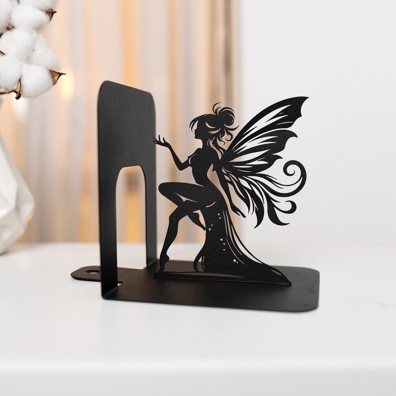 Book Lover Gift Fairy Bookends Fantasy Bookshelf Decor Metal Book Ends Butterfly Unique Bookend Gift for Girls Fairycore Home Decoration zdjęcie 9