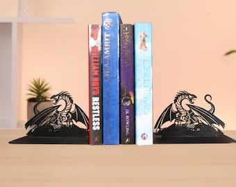 Metall Drachen Buchstützen Set, Fantasy Hausbibliothek Dekor