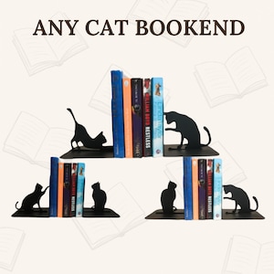 Book Ends Set Black Cats Unique Minimalist Cute Metal Art Bookshelf Decor Aesthetic Animal Pets Bookend Metal Decor Cats Set Book Stand