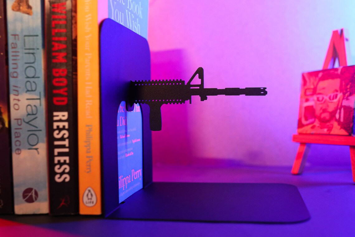 Book Lover Gift Metal Bookends Gun Ar15 Unique Gifts for Him Etsy