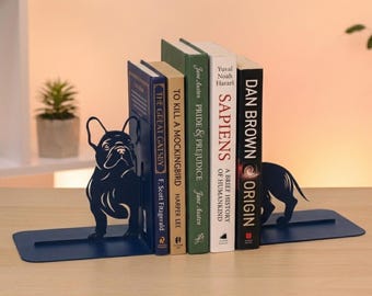 French Bulldog Metal Bookend: Cute Home Library Decor, Frenchie Lover Gift