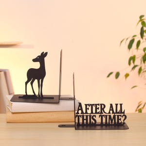 Book Ends with Doe Metal Bookends for Readers Gift for Book Lovers Shelf Decor Literary Book Accessories Black Metal Animal Bookends