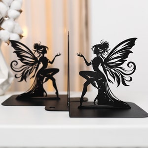 Book Lover Gift Fairy Bookends Fantasy Bookshelf Decor Metal Book Ends Butterfly Unique Bookend Gift for Girls Fairycore Home Decoration zdjęcie 7