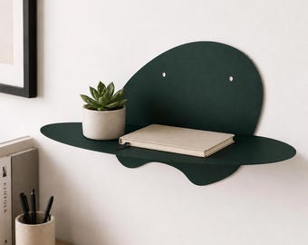 Green Metal Shelf for Books: Everyday Essentials Small Floating Shelves
